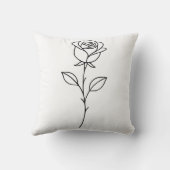 Minimalist Rose Botanical Line Art クッション (裏面)