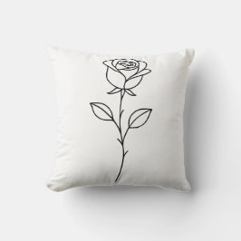 Minimalist Rose Botanical Line Art クッション