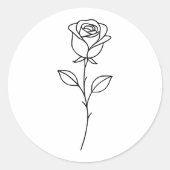 Minimalist Rose Botanical Line Art ラウンドシール (正面)