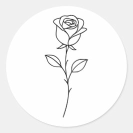 Minimalist Rose Botanical Line Art ラウンドシール