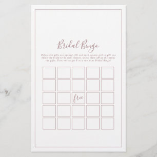 Minimalist Rose Gold Bridal Bingo Game チラシ