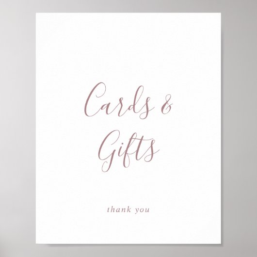Minimalist Rose Gold Cards and Gifts Sign ポスター (正面)