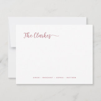 Minimalist Rose Gold Family Stationery  ノートカード