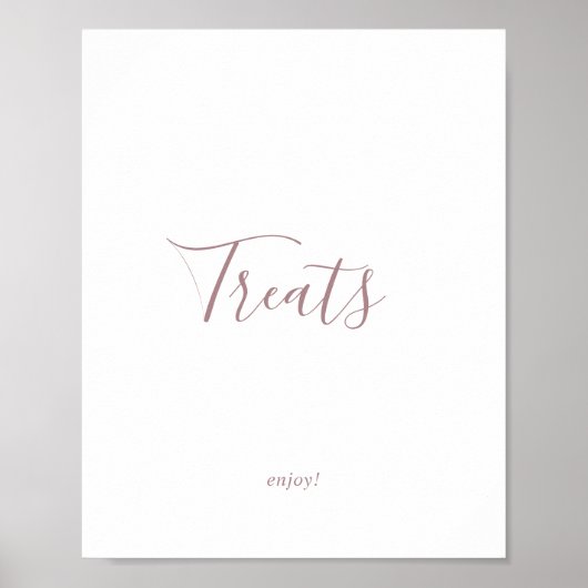 Minimalist Rose Gold Treats Sign ポスター (正面)