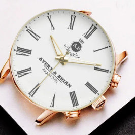 Minimalist Rose Gold Wedding Personalized with Nam 腕時計