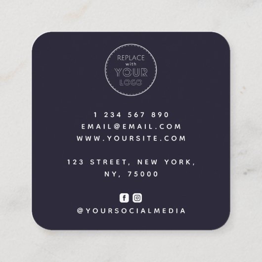 Minimalist Rose Hand Logo スクエア名刺 (裏面)