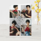 Minimalist Rose Heart Photo Collage Custom  カード (黄色い花)