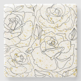 Minimalist Rose Line Art Pattern Decorative Throw  ストーンコースター