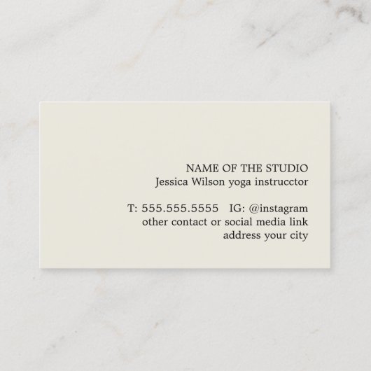 Minimalist Rose Old White Bold Yoga Instructor 名刺 (裏面)