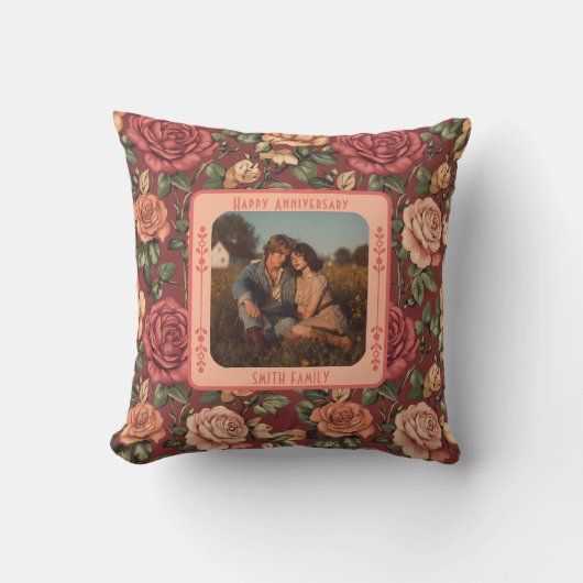 Minimalist Rose Throw Pillow  For Couples クッション (正面)