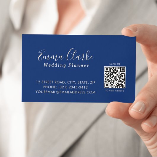 Minimalist  Royal Blue Scan Code Business Card 名刺