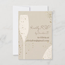 Minimalist RSVP Card | Beige & Ivory Champagne New サンキューカード