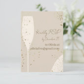 Minimalist RSVP Card | Beige & Ivory Champagne New サンキューカード (スタンド正面)