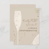 Minimalist RSVP Card | Beige & Ivory Champagne New サンキューカード (正面/裏面)