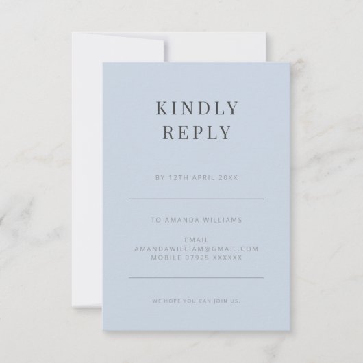 Minimalist RSVP Card Typography Dusky Blue (正面)
