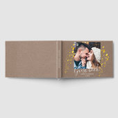 Minimalist Rustic Elegant Gold Foil Photo Wedding ゲストブック (全面)