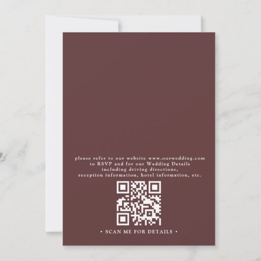 Minimalist Rustic Gilded Maple QR Code Wedding 招待状 (裏面)