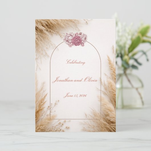 Minimalist Rustic Invite with Blush Accent 招待状 (スタンド正面)