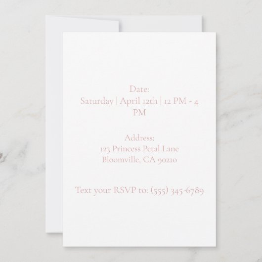 Minimalist Rustic Invite with Blush Accent 招待状 (裏面)