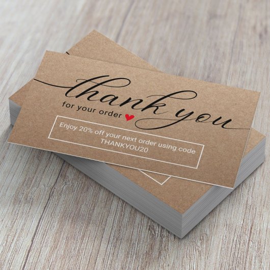 Minimalist Rustic Kraft Business Thank You 名刺
