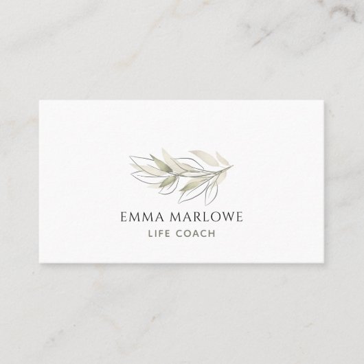 Minimalist Sage Botanical Life Coach Appointment 名刺 (正面)