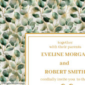 Minimalist sage gold eucalyptus wedding invitation 招待状