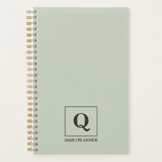 Minimalist Sage Green 2026 Planner プランナー手帳 (正面)