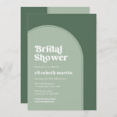 Minimalist Sage Green Arch Bridal Shower Party 招待状 (正面/裏面)