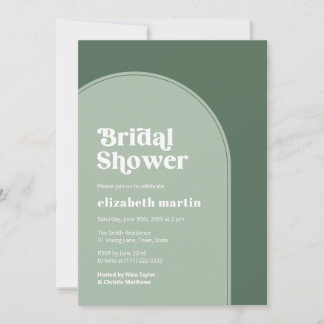 Minimalist Sage Green Arch Bridal Shower Party 招待状