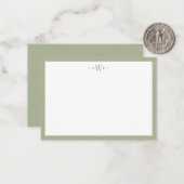 Minimalist Sage Green Border Modern Monogram ノートカード (正面/裏面インサイチュ)