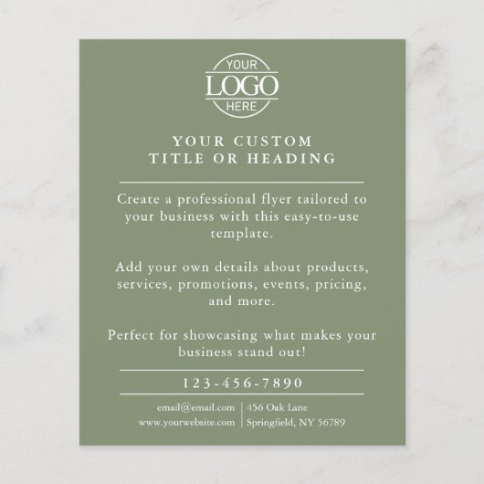 Minimalist Sage Green Business Logo Promotional チラシ (正面)
