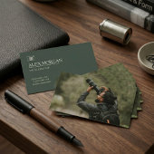 Minimalist Sage Green Camera Logo Photographer   名刺