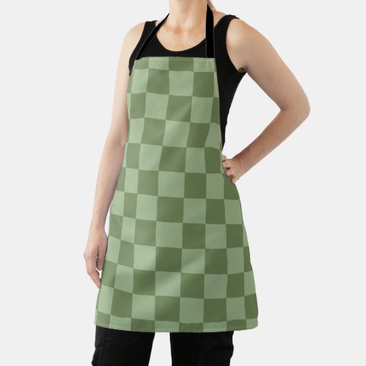 Minimalist Sage Green Checkerboard Pattern エプロン (インサイチュ)
