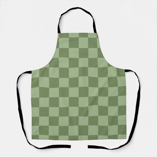 Minimalist Sage Green Checkerboard Pattern エプロン (正面)