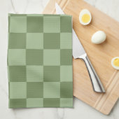 Minimalist Sage Green Checkerboard Pattern キッチンタオル (四つ折り)