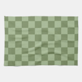 Minimalist Sage Green Checkerboard Pattern キッチンタオル (横)