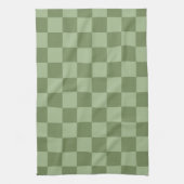 Minimalist Sage Green Checkerboard Pattern キッチンタオル (縦)