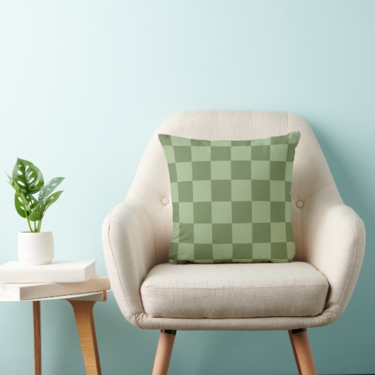 Minimalist Sage Green Checkerboard Pattern クッション (椅子)