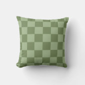 Minimalist Sage Green Checkerboard Pattern クッション (正面)
