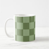 Minimalist Sage Green Checkerboard Pattern コーヒーマグカップ (左)