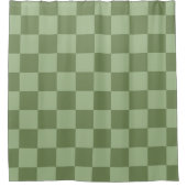 Minimalist Sage Green Checkerboard Pattern シャワーカーテン (正面)