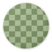 Minimalist Sage Green Checkerboard Pattern セラミックノブ (正面)