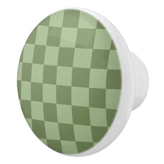 Minimalist Sage Green Checkerboard Pattern セラミックノブ (右)