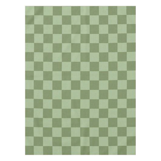 Minimalist Sage Green Checkerboard Pattern テーブルクロス (正面)