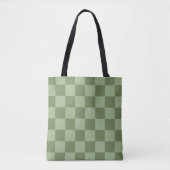 Minimalist Sage Green Checkerboard Pattern トートバッグ (正面)