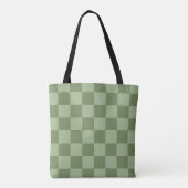 Minimalist Sage Green Checkerboard Pattern トートバッグ (裏面)