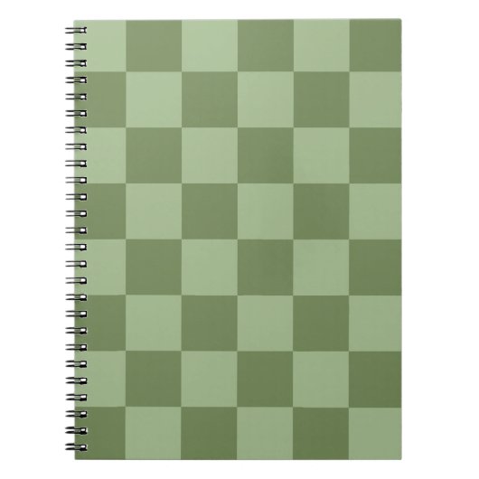 Minimalist Sage Green Checkerboard Pattern ノートブック (正面)