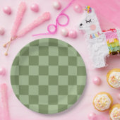 Minimalist Sage Green Checkerboard Pattern ペーパープレート (パーティー)