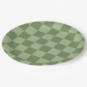 Minimalist Sage Green Checkerboard Pattern ペーパープレート (アングル)