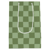 Minimalist Sage Green Checkerboard Pattern ミディアムペーパーバッグ (裏面)